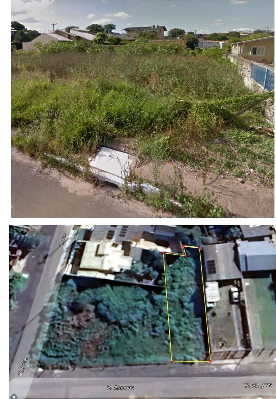 um  Terreno na  Rua Alagoas, S/N (baldio) – Parque Amador – Esteio/RS, matricula nr. 7612 do RI de Esteio com area superficial de 348,125m2